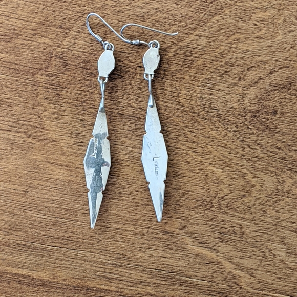 Native American Sterling Blue Abalone VTG earrings - Picture 5 of 8